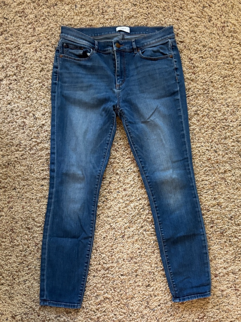 LOFT Dark Blue Skinny Jeans with Subtle Fading